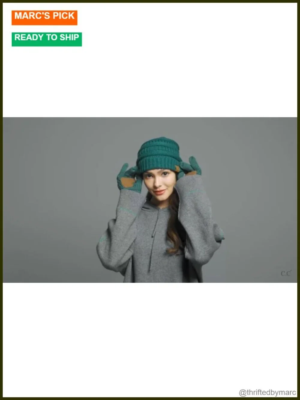 Cable Knit Beanie & Touchscreen Gloves 2pc Winter Set with Anti-Slip Grip